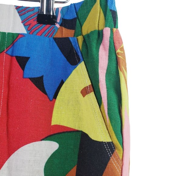 For Cynthia Big Floral Linen Distressed Frayed Hem Skirt, Lg - Picture 3 of 5